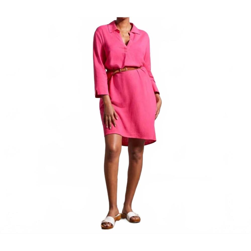 NEW TRIBAL three-quarter sleeve mini dress with pockets in raspberry